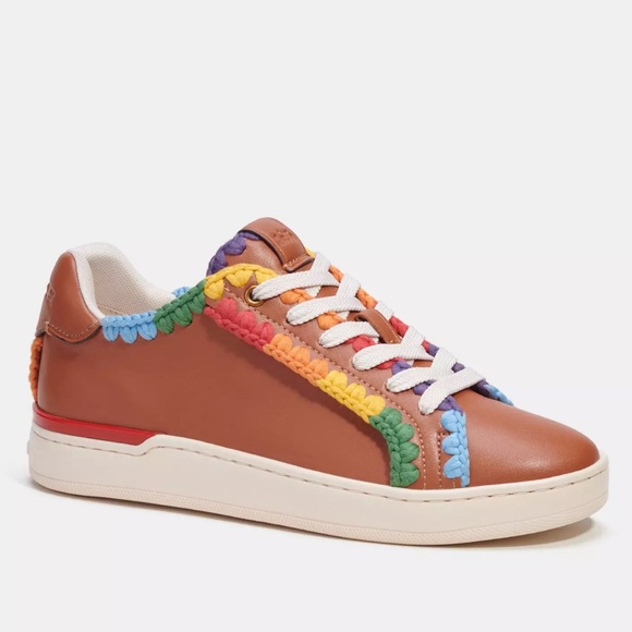 NEW Coach Lowline Crochet Sneakers Ambered Leather Body - Picture 1 of 7